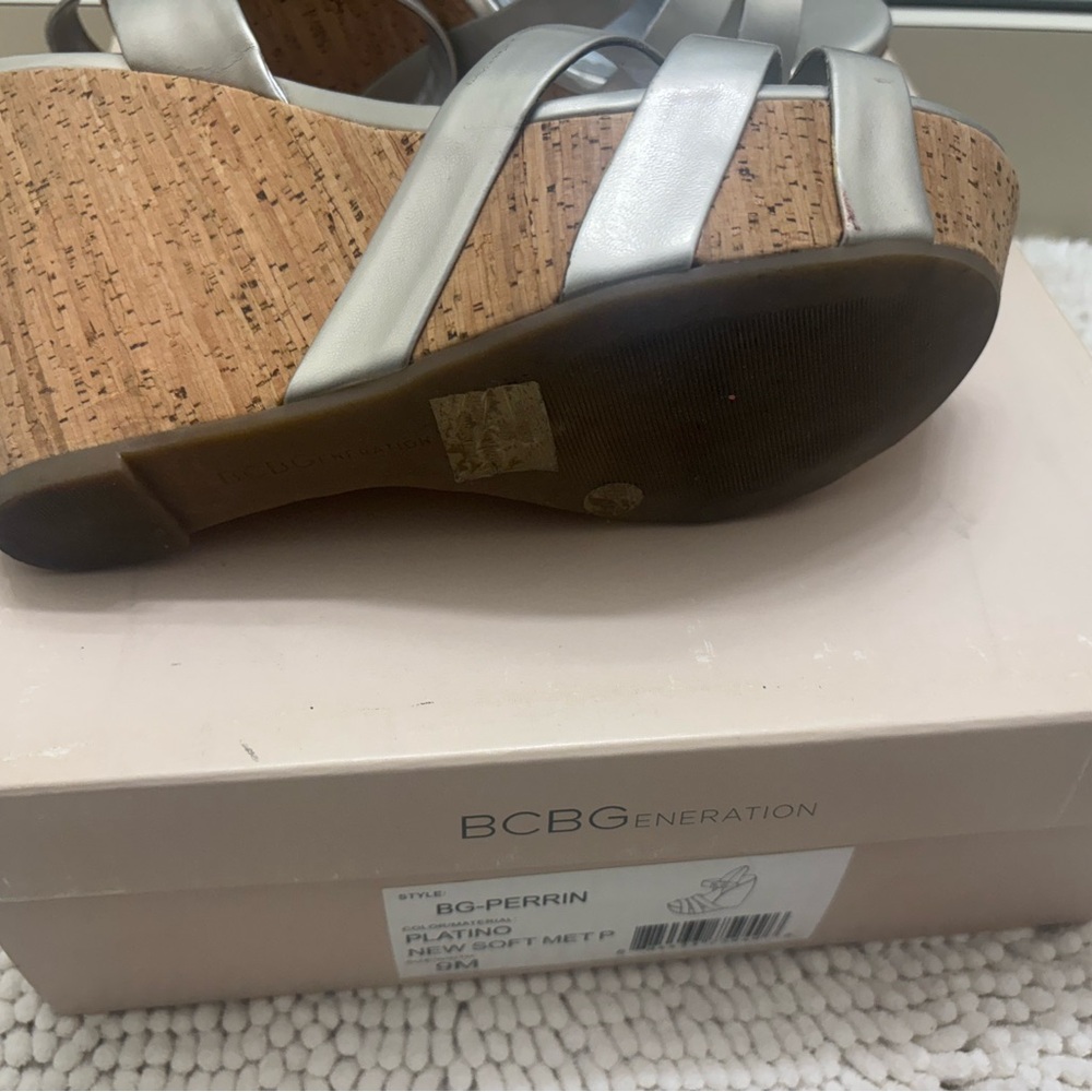 Bcbgeneration Silver Strappy Wedges - image 2